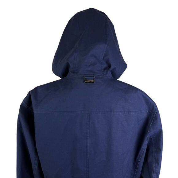 Michael Kors Men's Navy Hooded Toggle Zipper Snap 100% Cotton Jacket Coat - Picture 6 of 16